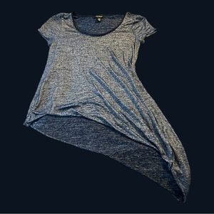 White House Black Market Women's Size S Blue Gray Top Asymmetrical Designer Hem